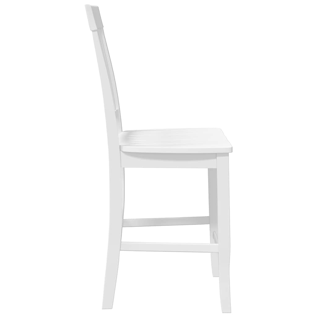 Barhocker 2 Stk. Weiß Massivholz Gummibaum