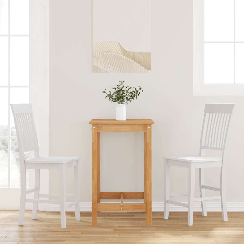 Barhocker 2 Stk. Weiß Massivholz Gummibaum