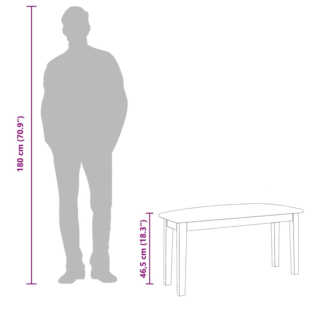 Bank 90 cm Weiß Massivholz Gummibaum
