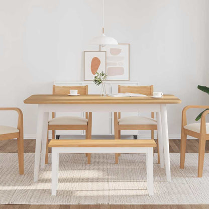 Bank 90 cm Weiß Massivholz Gummibaum