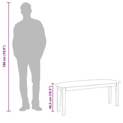 Bank 110 cm Weiß Massivholz Gummibaum