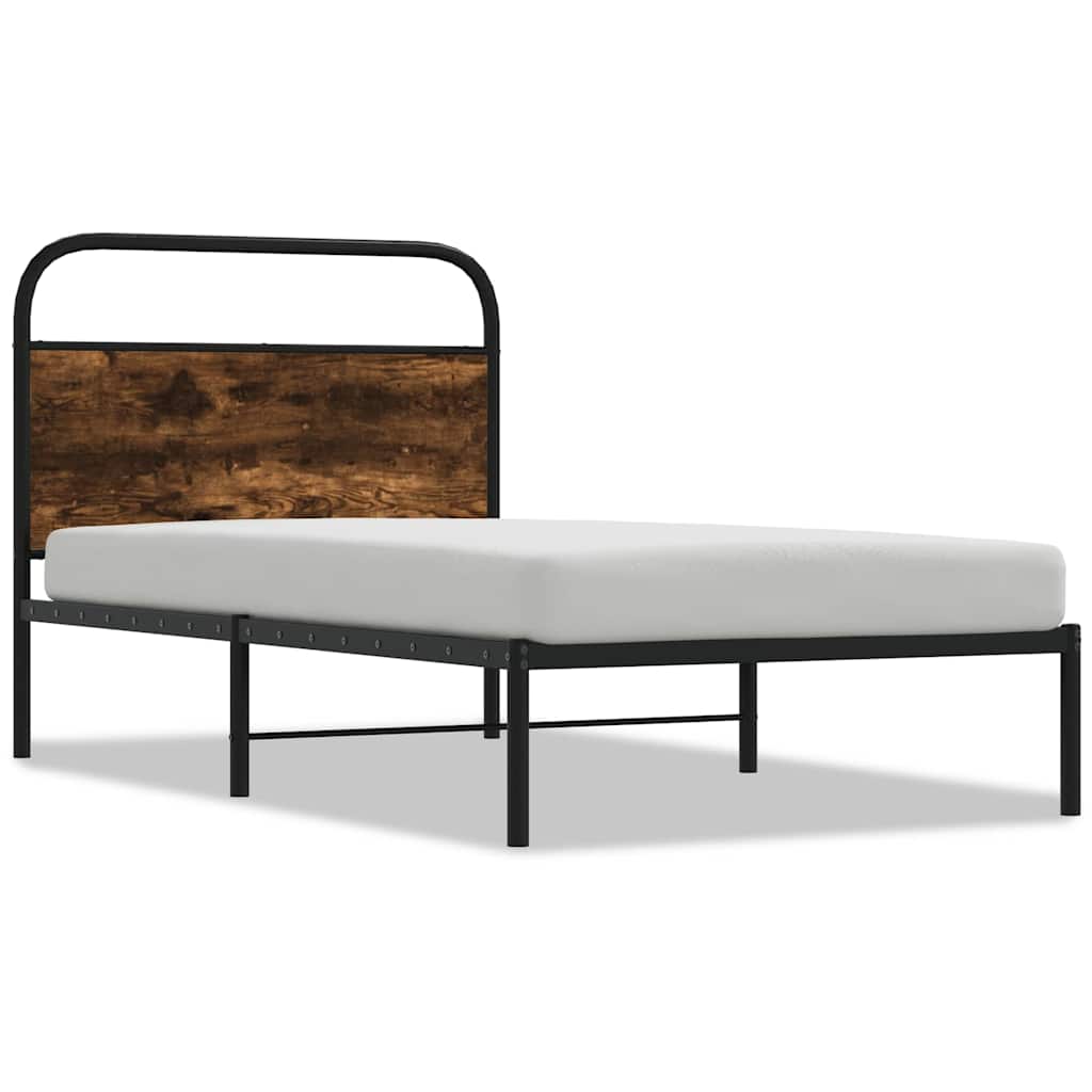vidaXL Bettgestell ohne Matratze 90x200 cm Räuchereiche Holzwerkstoff
