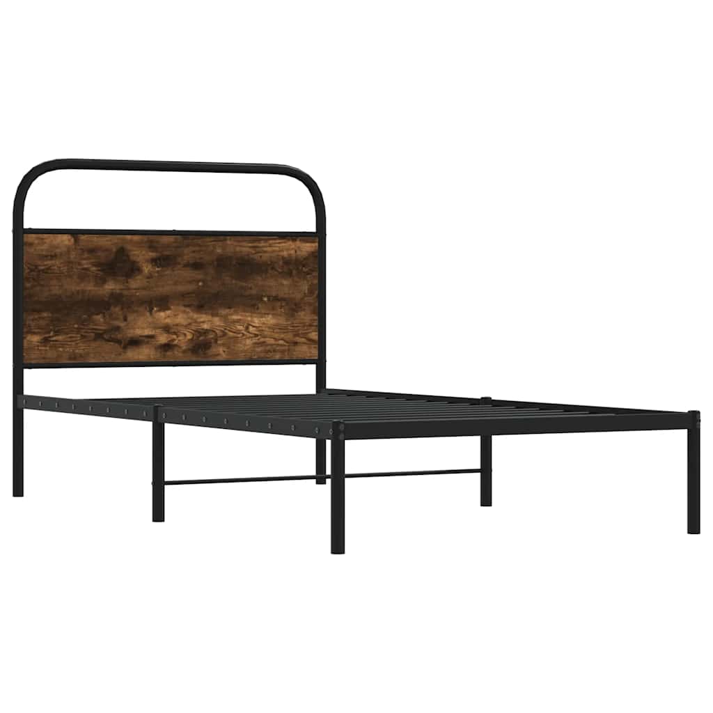 vidaXL Bettgestell ohne Matratze 90x200 cm Räuchereiche Holzwerkstoff