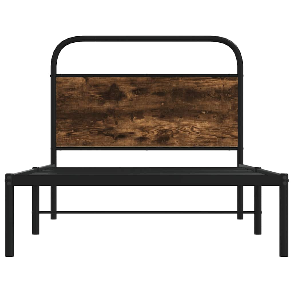 vidaXL Bettgestell ohne Matratze 90x200 cm Räuchereiche Holzwerkstoff