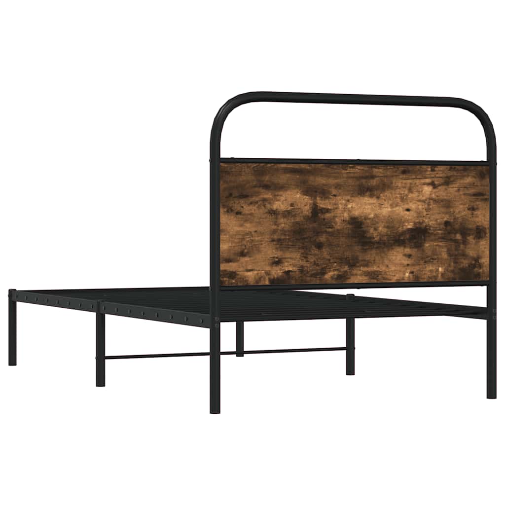 vidaXL Bettgestell ohne Matratze 107x203 cm Räuchereiche Holzwerkstoff