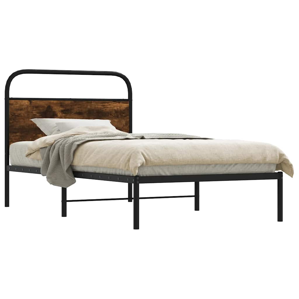 vidaXL Bettgestell ohne Matratze 107x203 cm Räuchereiche Holzwerkstoff