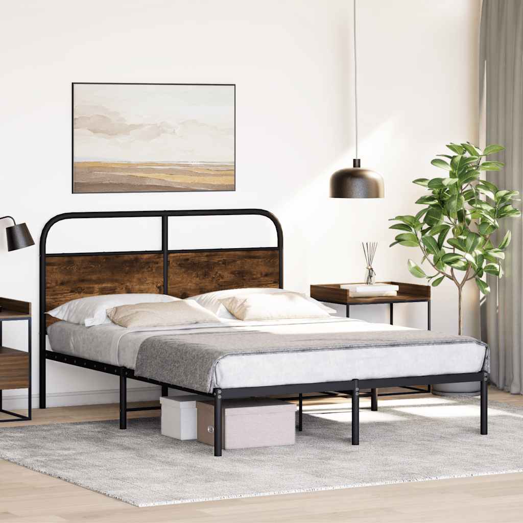 vidaXL Bettgestell ohne Matratze 120x200 cm Räuchereiche Holzwerkstoff