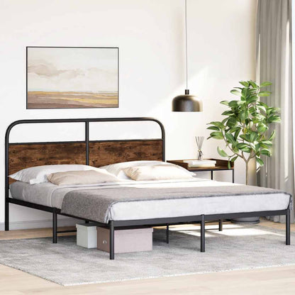 vidaXL Bettgestell ohne Matratze 150x200 cm Räuchereiche Holzwerkstoff