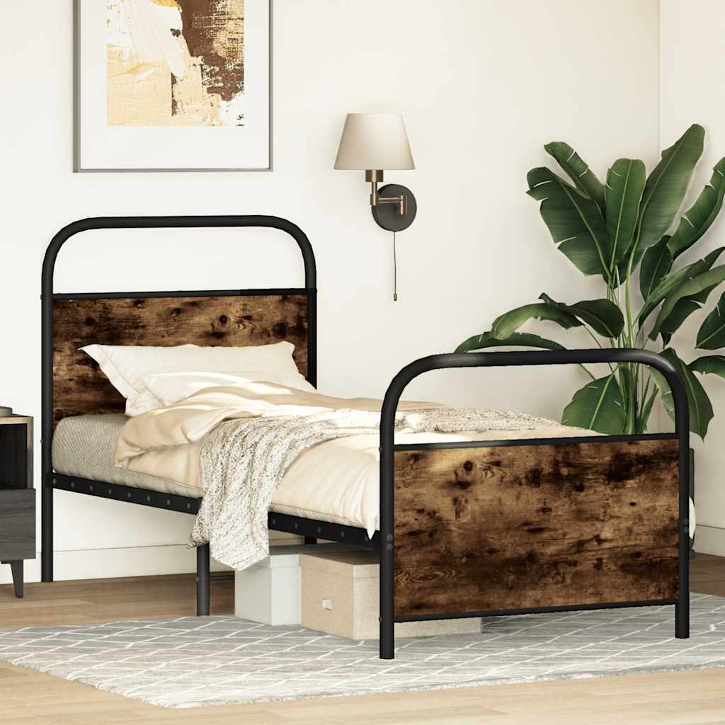 vidaXL Bettgestell ohne Matratze 80x200 cm Räuchereiche Holzwerkstoff