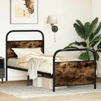 vidaXL Bettgestell ohne Matratze 80x200 cm Räuchereiche Holzwerkstoff