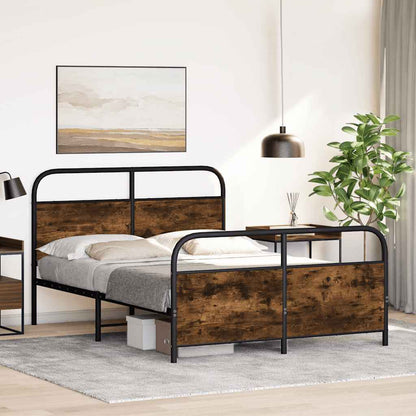vidaXL Bettgestell ohne Matratze 120x190 cm Räuchereiche Holzwerkstoff