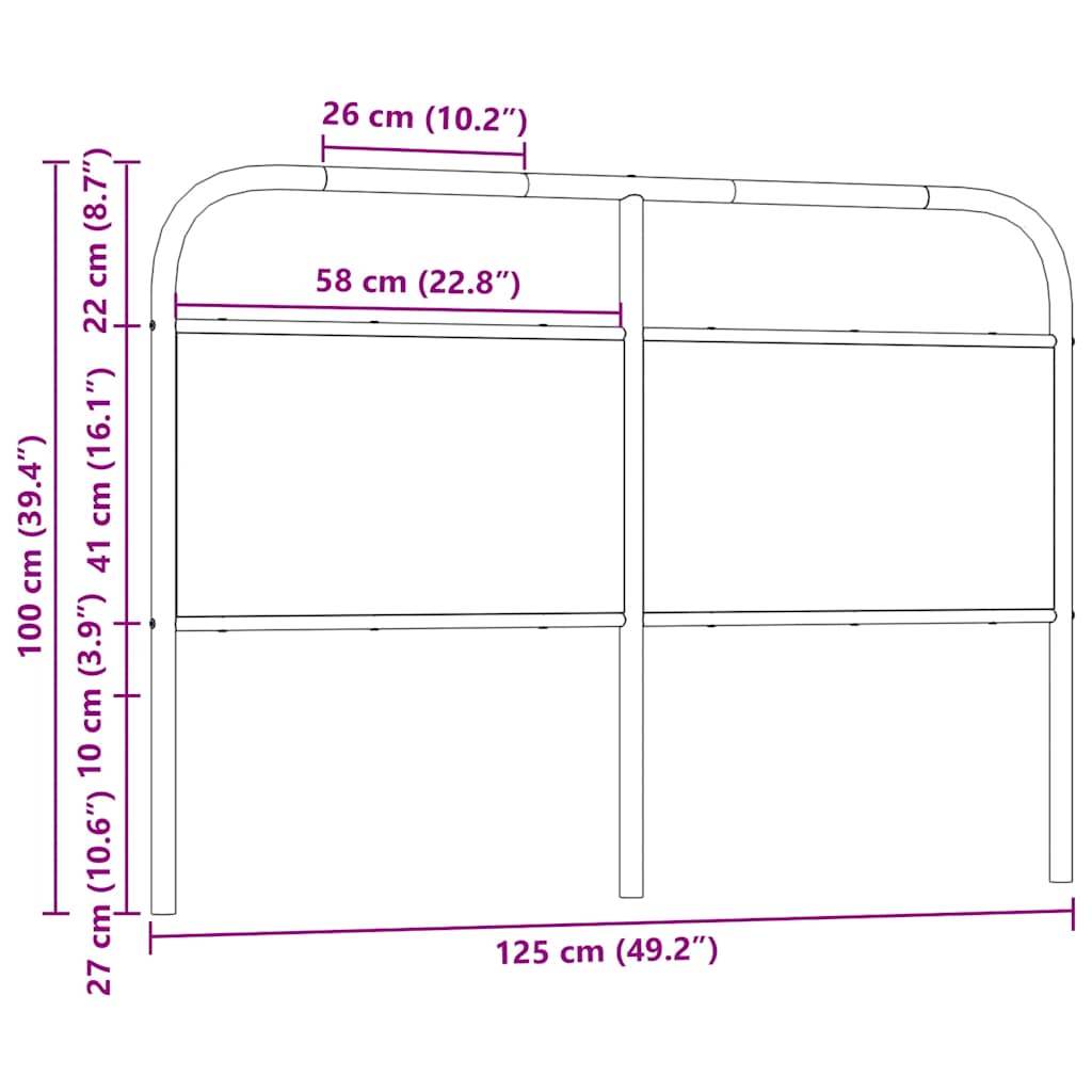 vidaXL Ersatz-Kopfteil Räuchereiche 120 cm Stahl und Holzwerkstoff