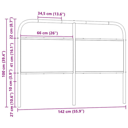 vidaXL Ersatz-Kopfteil Räuchereiche 135 cm Stahl und Holzwerkstoff