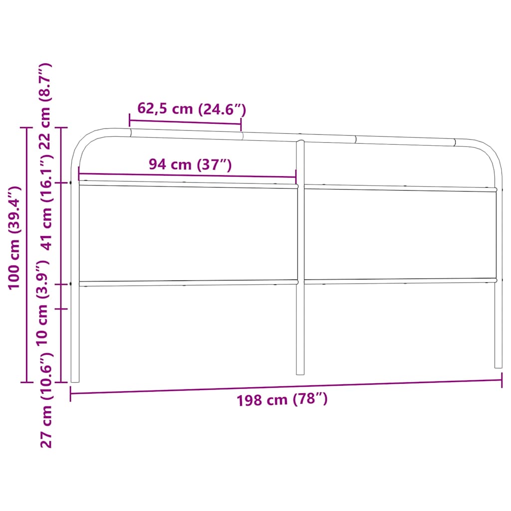 vidaXL Ersatz-Kopfteil Räuchereiche 190 cm Stahl und Holzwerkstoff