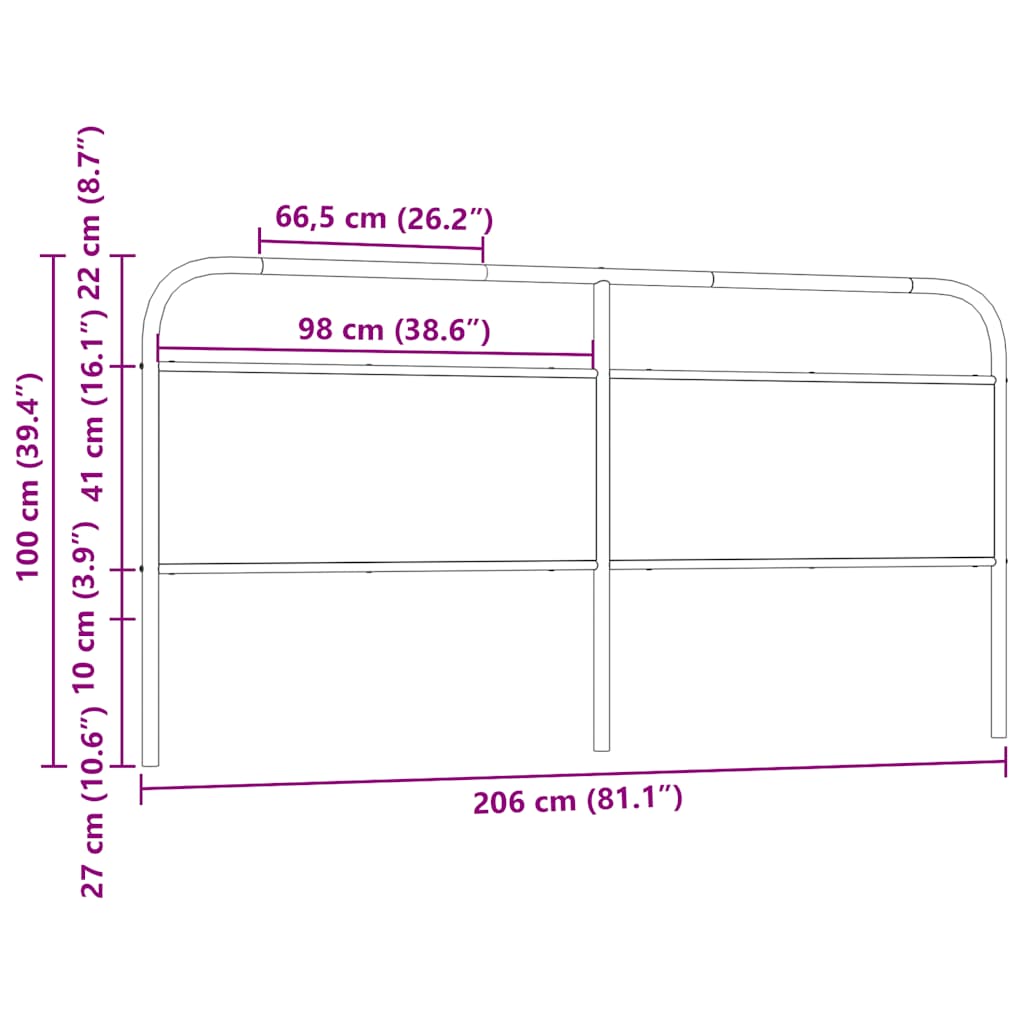 vidaXL Ersatz-Kopfteil Räuchereiche 200 cm Stahl und Holzwerkstoff