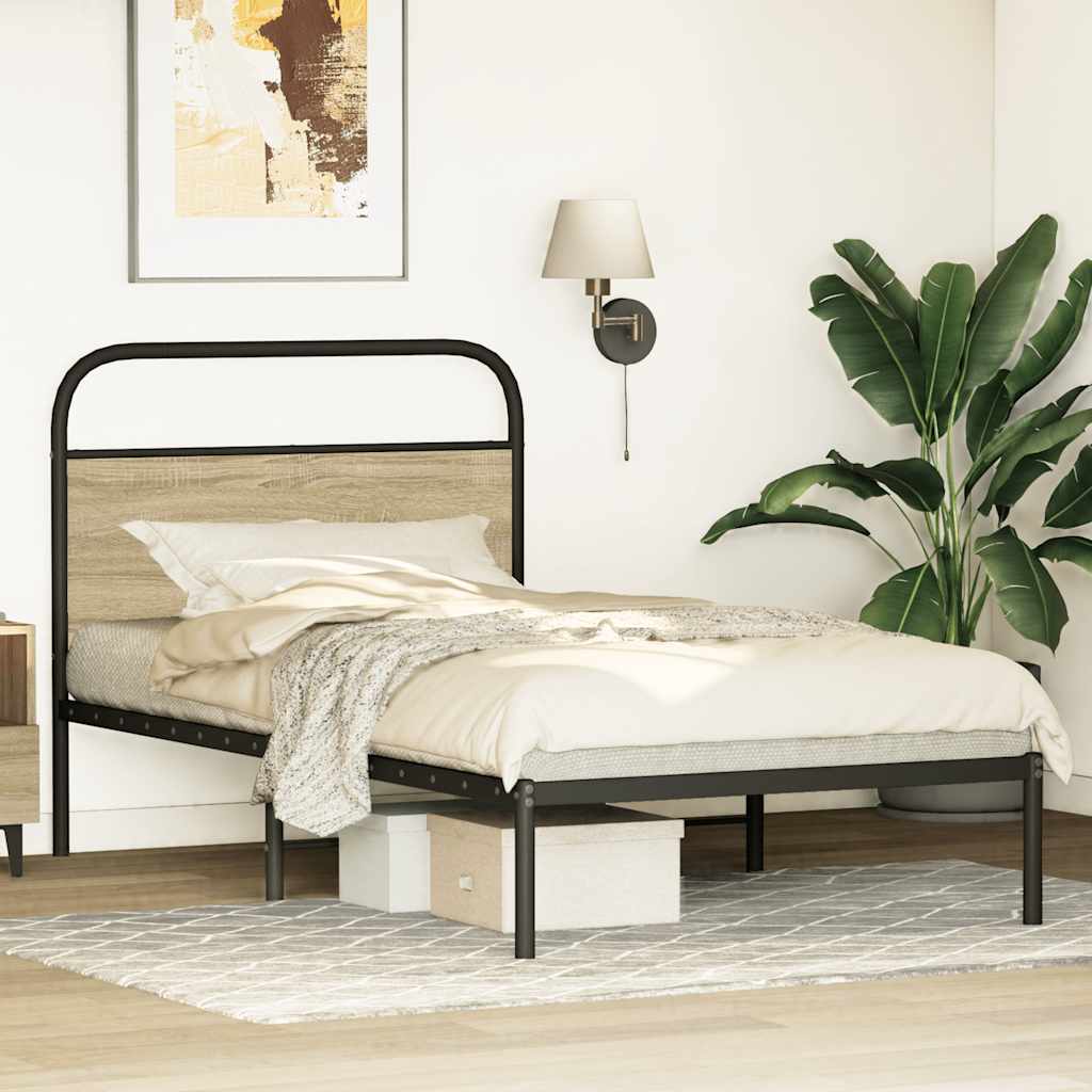vidaXL Bettgestell ohne Matratze 90x200 cm Sonoma-Eiche Holzwerkstoff