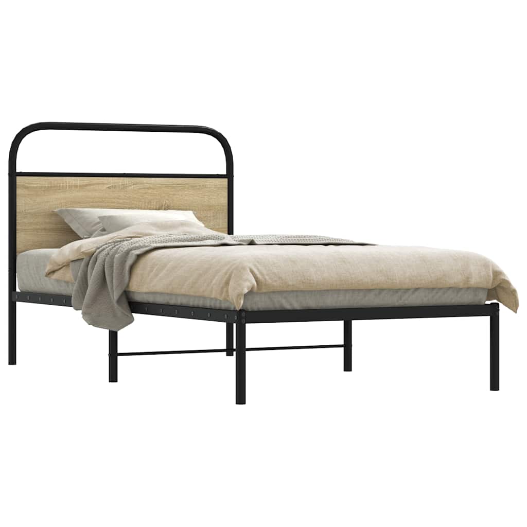 vidaXL Bettgestell ohne Matratze 90x200 cm Sonoma-Eiche Holzwerkstoff