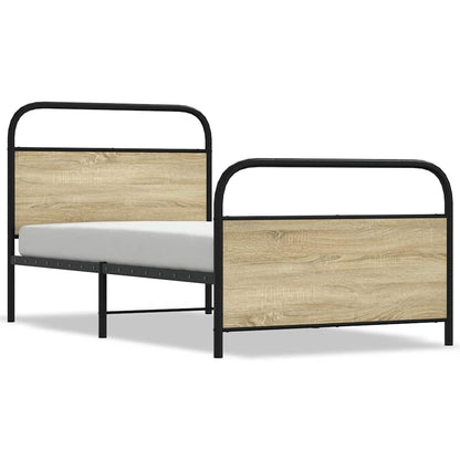 vidaXL Bettgestell ohne Matratze 107x203 cm Sonoma-Eiche Holzwerkstoff