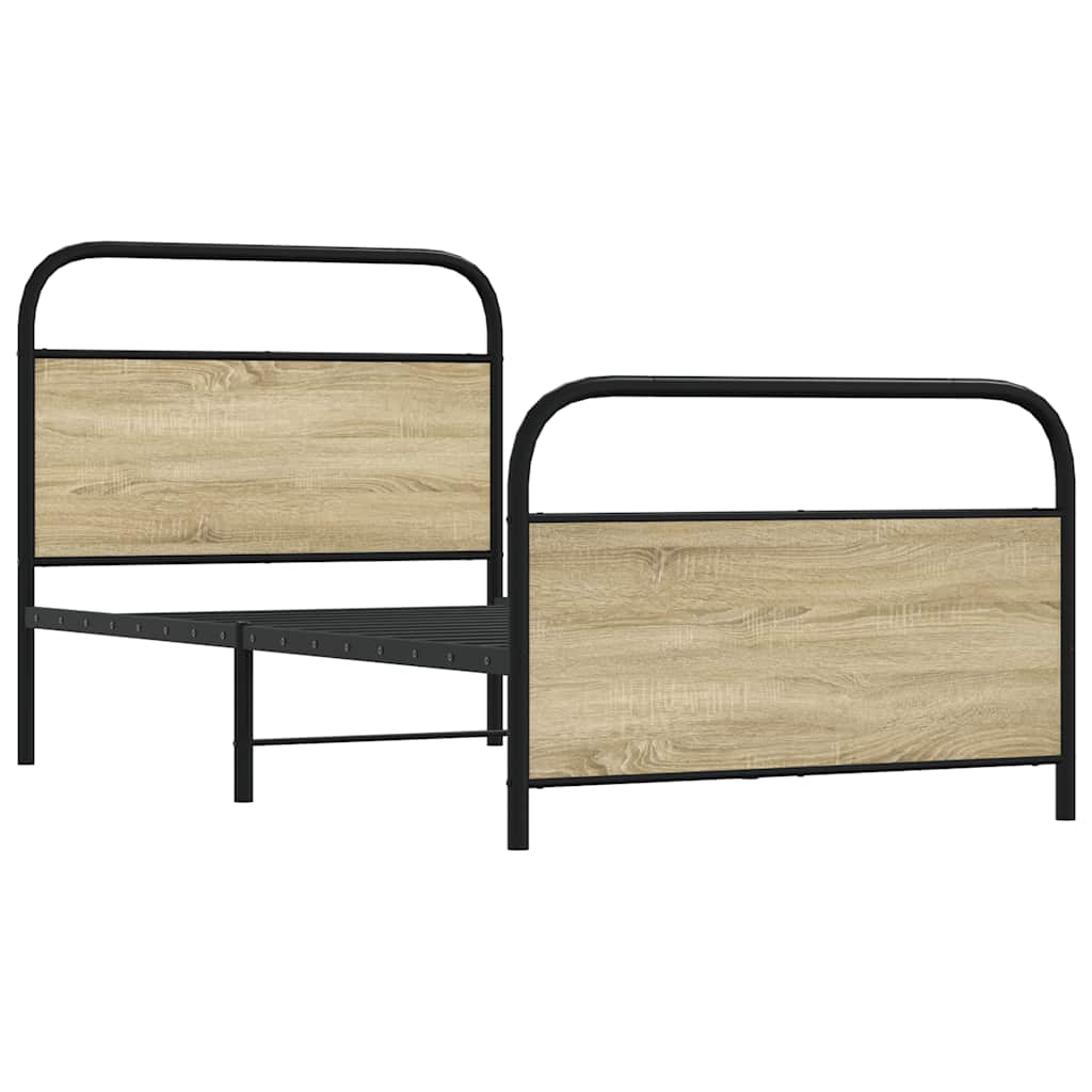vidaXL Bettgestell ohne Matratze 107x203 cm Sonoma-Eiche Holzwerkstoff