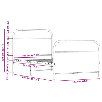 vidaXL Bettgestell ohne Matratze 107x203 cm Sonoma-Eiche Holzwerkstoff