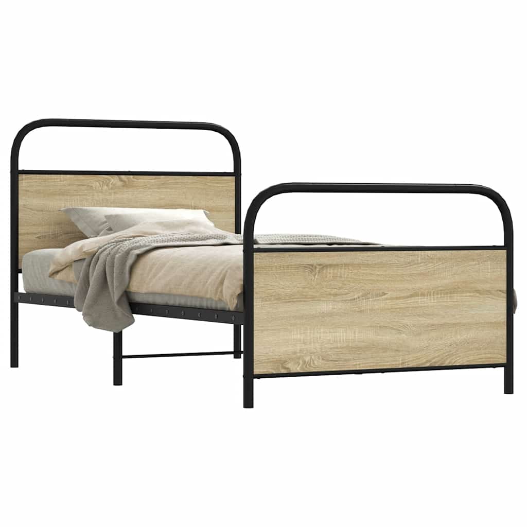 vidaXL Bettgestell ohne Matratze 107x203 cm Sonoma-Eiche Holzwerkstoff