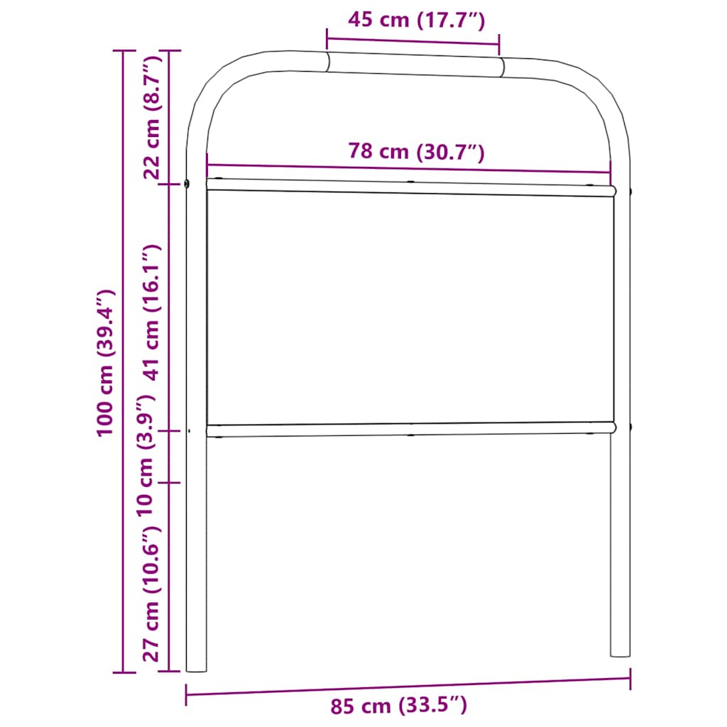 vidaXL Ersatz-Kopfteil Sonoma-Eiche 80 cm Stahl und Holzwerkstoff