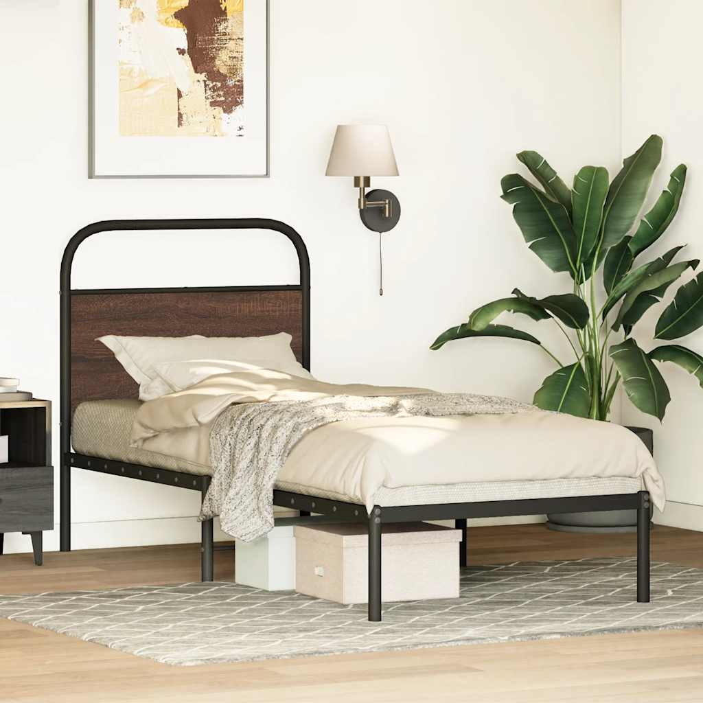 vidaXL Bettgestell ohne Matratze 80x200 cm Braun Eichen-Optik