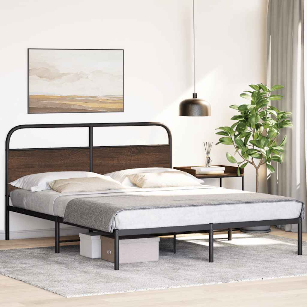vidaXL Bettgestell ohne Matratze 150x200 cm Braun Eichen-Optik
