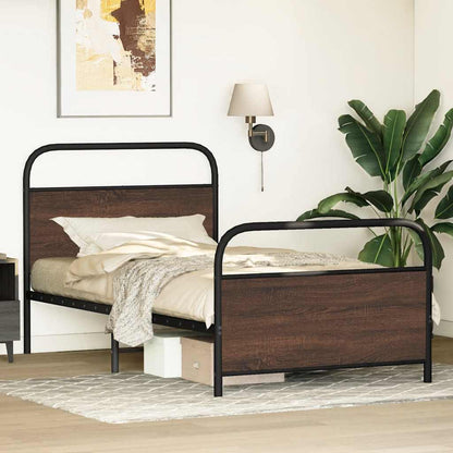 vidaXL Bettgestell ohne Matratze 107x203 cm Braun Eichen-Optik