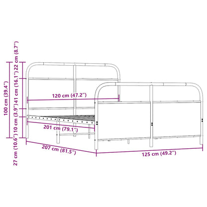 vidaXL Bettgestell ohne Matratze 120x200 cm Braun Eichen-Optik