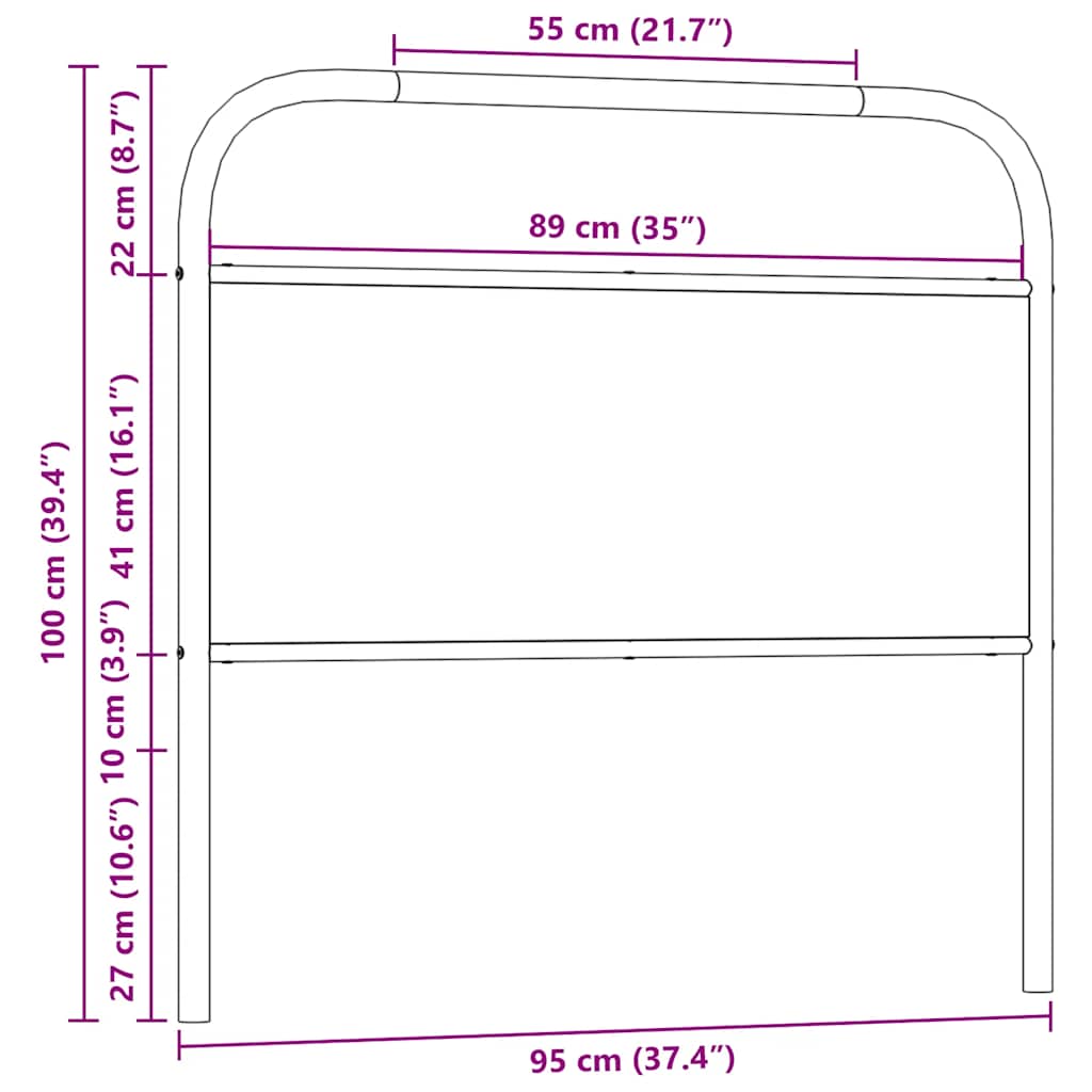 vidaXL Ersatz-Kopfteil Braun Eichen-Optik 90 cm Stahl und Holzwerkstoff