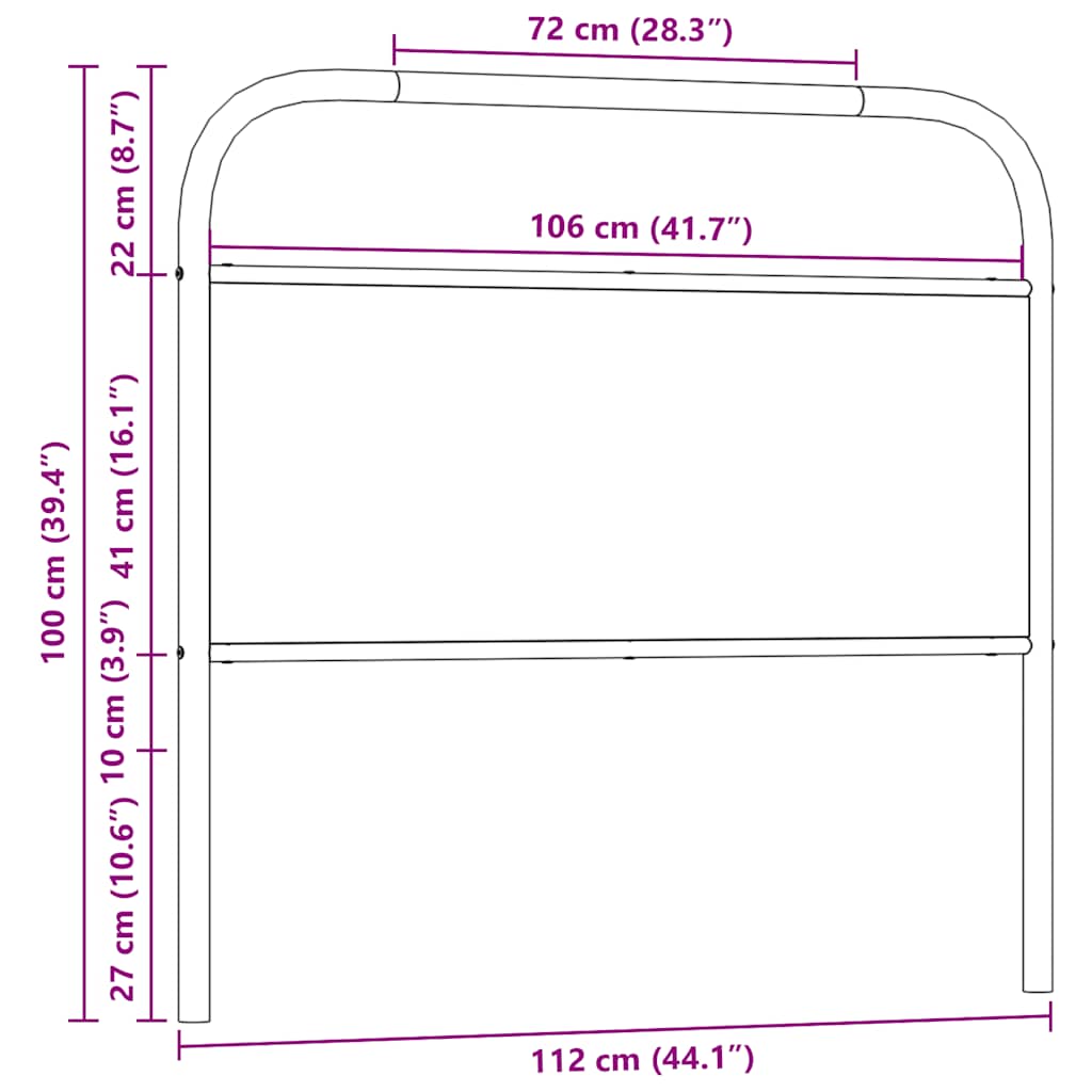 vidaXL Ersatz-Kopfteil Braun Eichen-Optik 107 cm Stahl und Holzwerkstoff