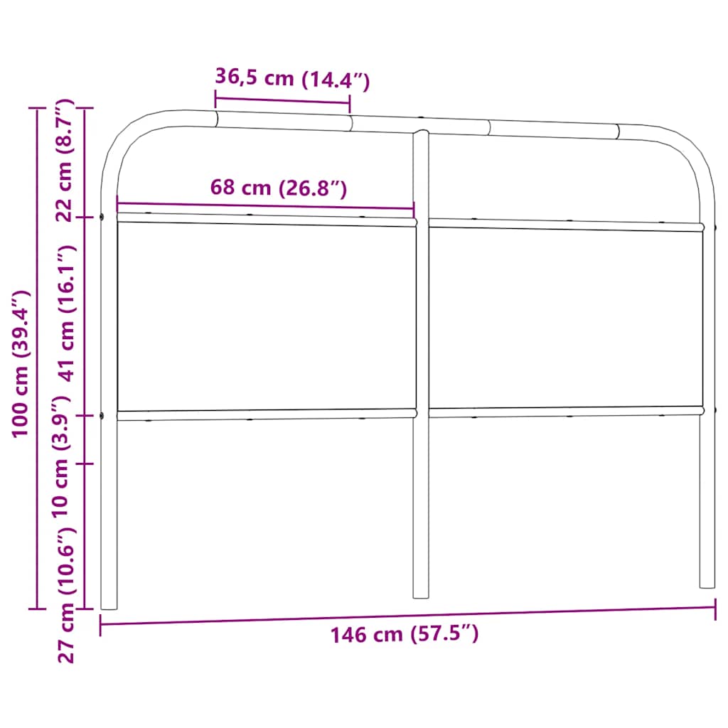 vidaXL Ersatz-Kopfteil Braun Eichen-Optik 140 cm Stahl und Holzwerkstoff
