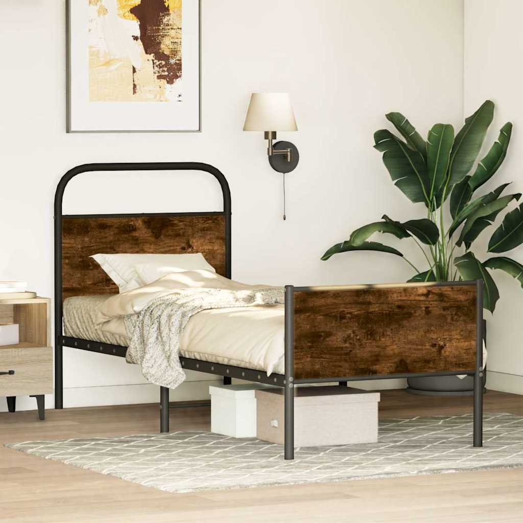 vidaXL Bettgestell ohne Matratze 75x190 cm Sonoma-Eiche Holzwerkstoff