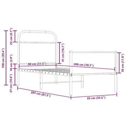 vidaXL Bettgestell ohne Matratze 80x200 cm Sonoma-Eiche Holzwerkstoff