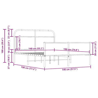 vidaXL Bettgestell ohne Matratze 140x190 cm Sonoma-Eiche Holzwerkstoff