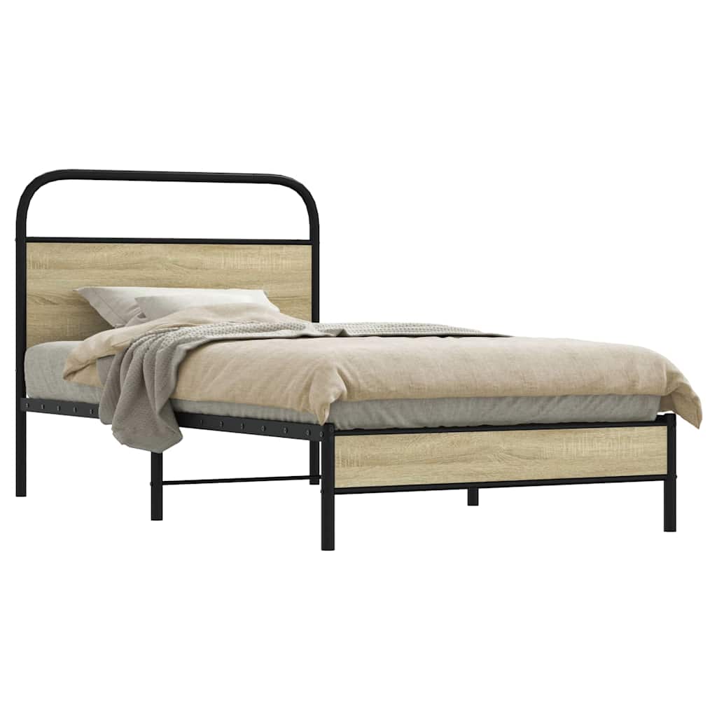 vidaXL Bettgestell ohne Matratze 100x190 cm Sonoma-Eiche Holzwerkstoff