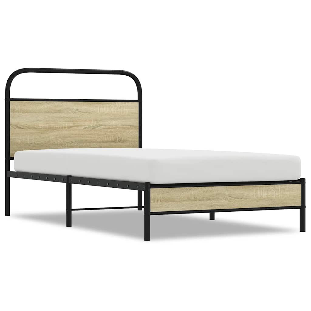 vidaXL Bettgestell ohne Matratze 107x203 cm Sonoma-Eiche Holzwerkstoff