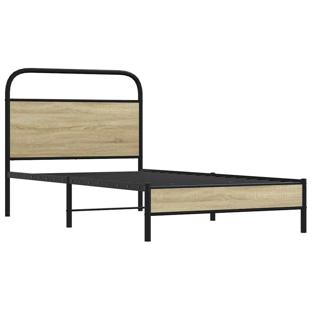 vidaXL Bettgestell ohne Matratze 107x203 cm Sonoma-Eiche Holzwerkstoff