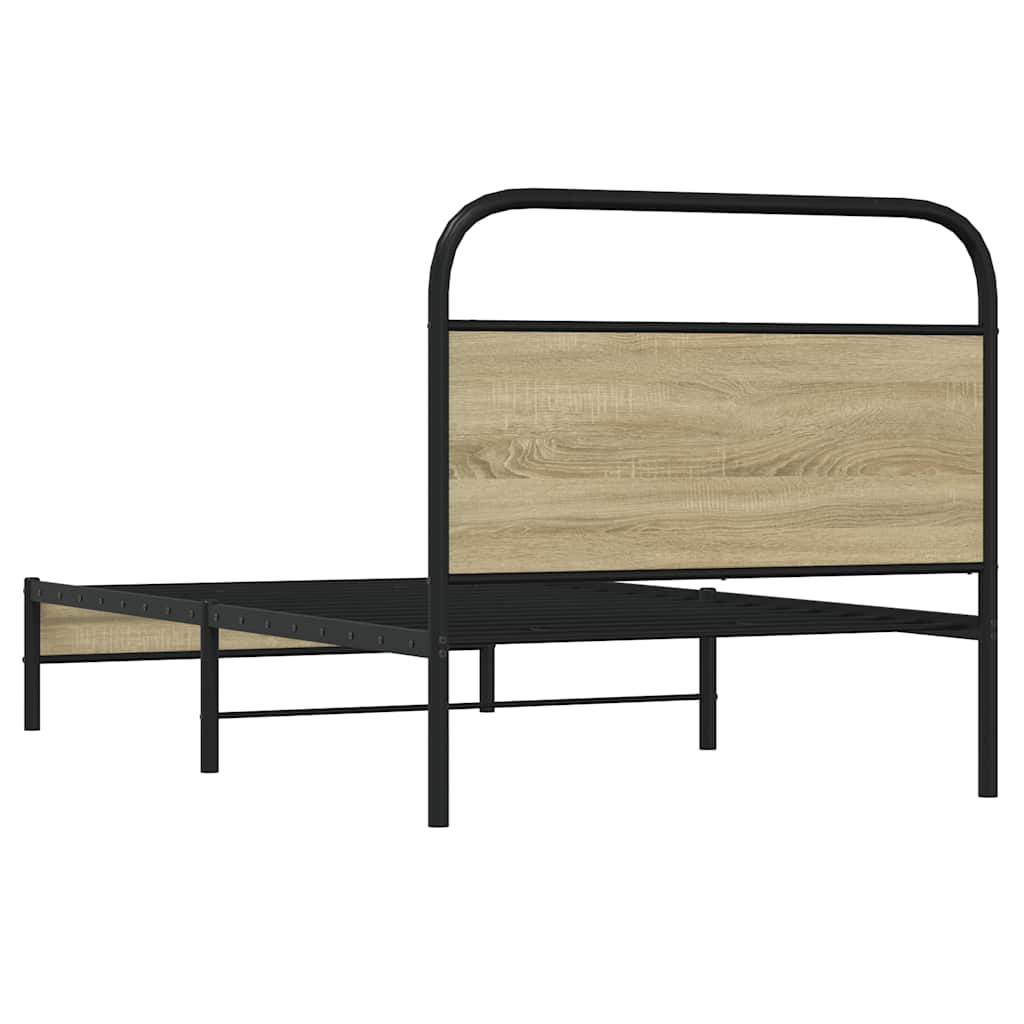vidaXL Bettgestell ohne Matratze 107x203 cm Sonoma-Eiche Holzwerkstoff