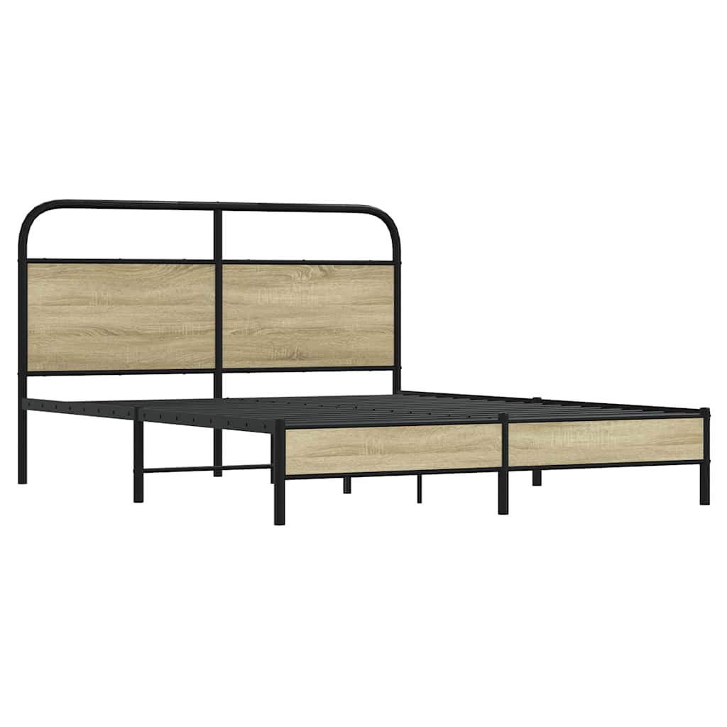 vidaXL Bettgestell ohne Matratze 150x200 cm Sonoma-Eiche Holzwerkstoff