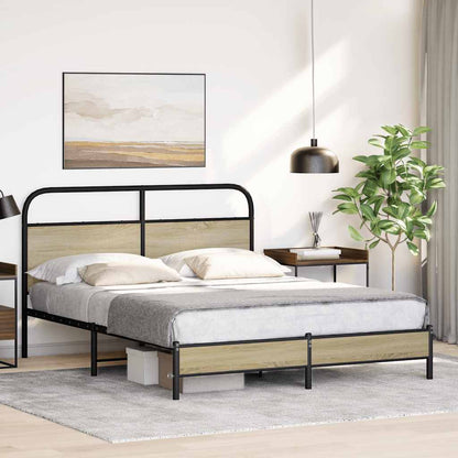 vidaXL Bettgestell ohne Matratze 150x200 cm Sonoma-Eiche Holzwerkstoff