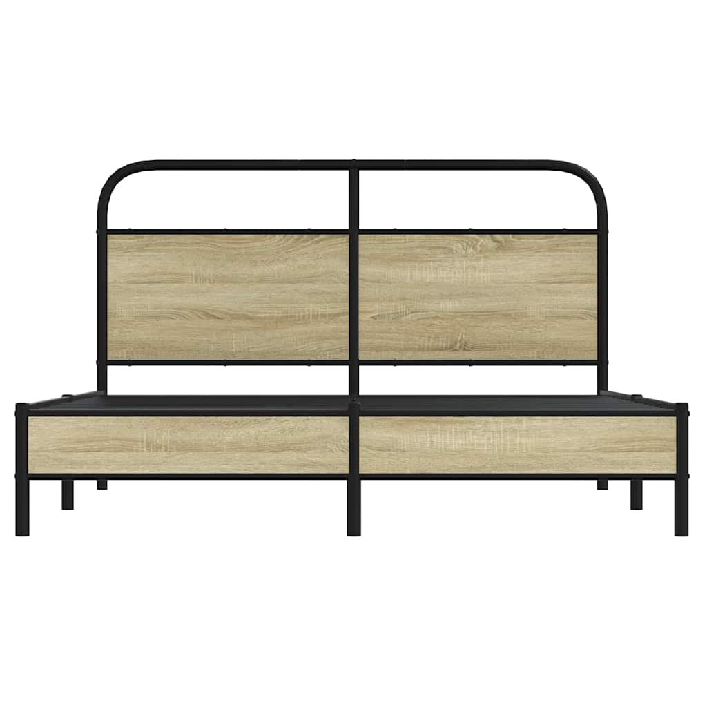 vidaXL Bettgestell ohne Matratze 150x200 cm Sonoma-Eiche Holzwerkstoff