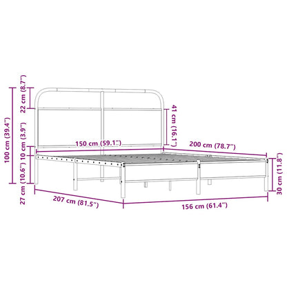 vidaXL Bettgestell ohne Matratze 150x200 cm Sonoma-Eiche Holzwerkstoff