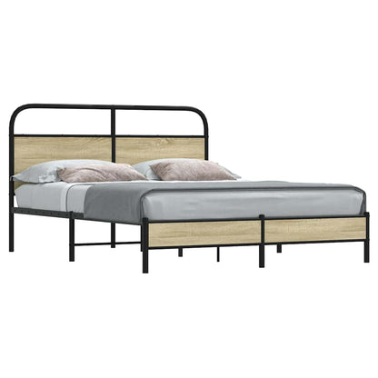 vidaXL Bettgestell ohne Matratze 150x200 cm Sonoma-Eiche Holzwerkstoff