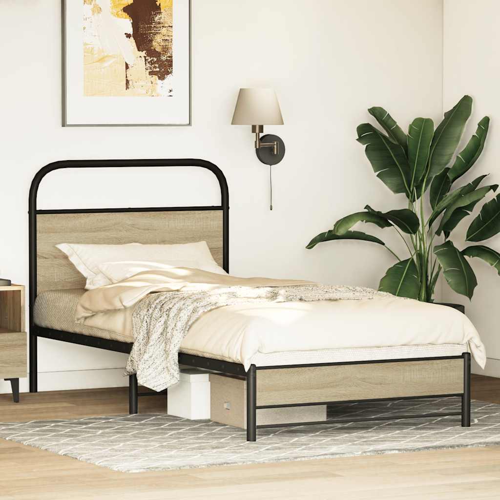 vidaXL Bettgestell ohne Matratze 80x200 cm Sonoma-Eiche Holzwerkstoff