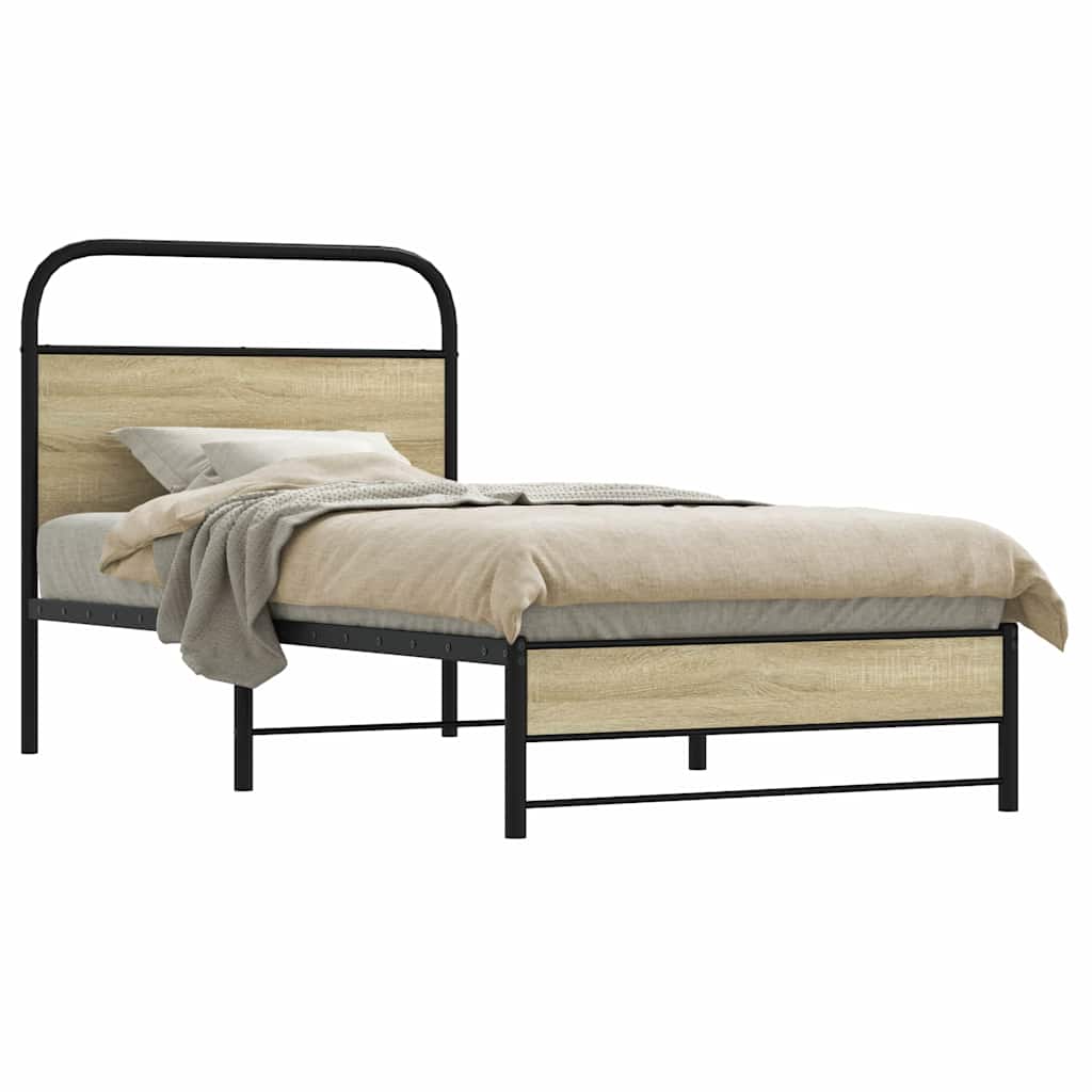 vidaXL Bettgestell ohne Matratze 80x200 cm Sonoma-Eiche Holzwerkstoff