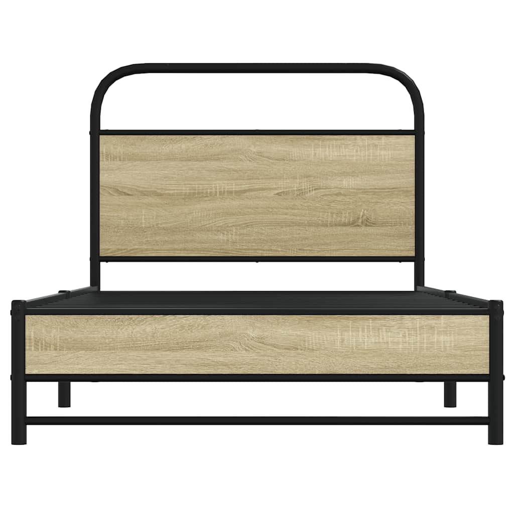 vidaXL Bettgestell ohne Matratze 107x203 cm Sonoma-Eiche Holzwerkstoff