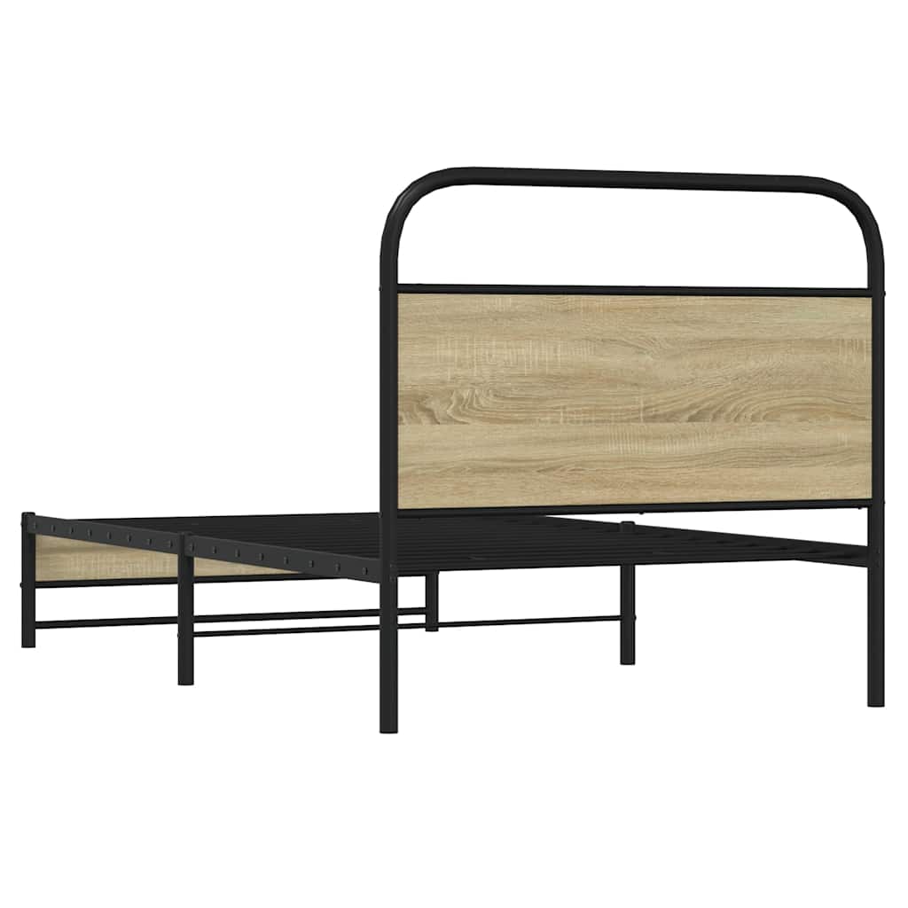 vidaXL Bettgestell ohne Matratze 107x203 cm Sonoma-Eiche Holzwerkstoff
