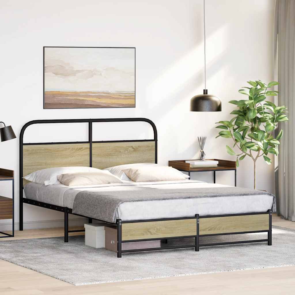 vidaXL Bettgestell ohne Matratze 120x200 cm Sonoma-Eiche Holzwerkstoff